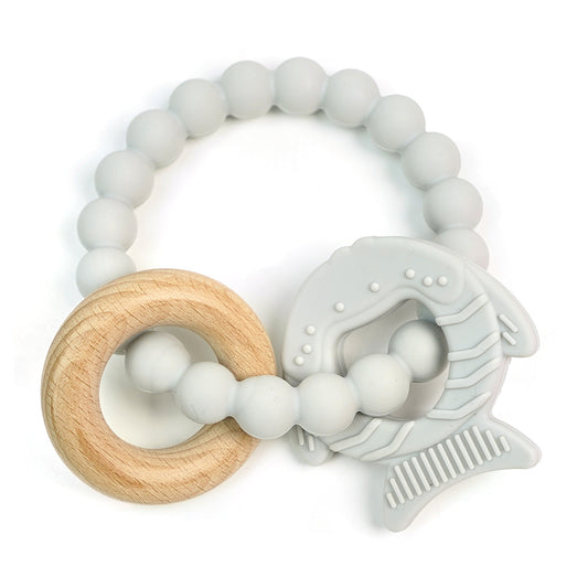 Fish-Wood Teether with Beads Ring