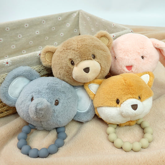 Animal-Shaped Plush Toys with Teether
