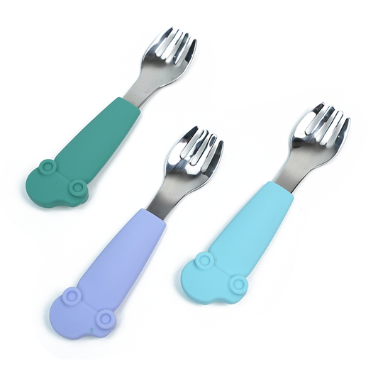 Silicone Car Handle Baby stainless Steel Forks