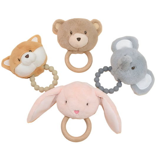 Animal-Shaped Plush Toys with Teether