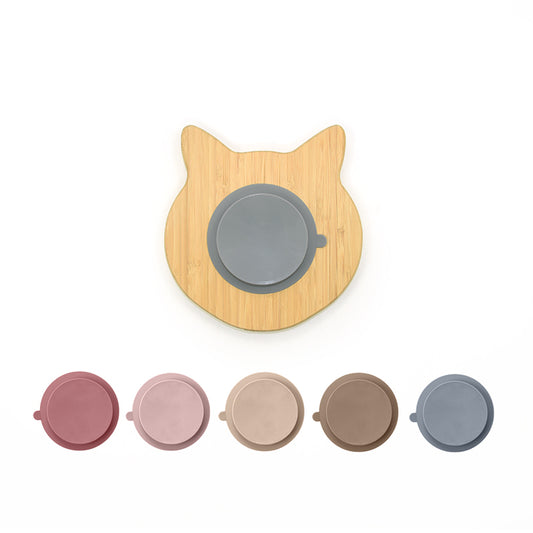 Cat Face Bamboo Suction Plate for Kids