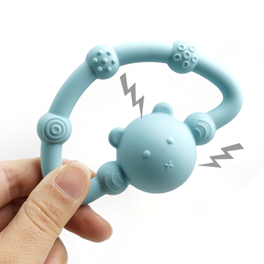 Silicone Teether Ring Rattle Toy