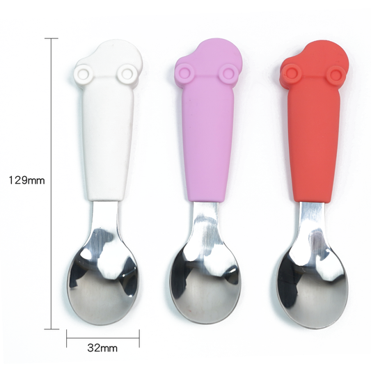 Silicone Car Handle Baby stainless Steel Spoons