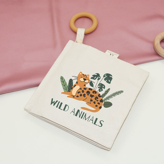 3D Wild Animal Fabric Book With Silicone Ring