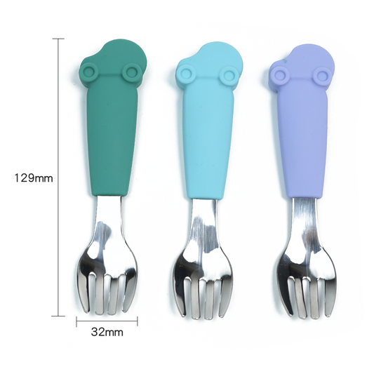 Silicone Car Handle Baby stainless Steel Forks