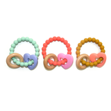 Heart-Wood Teether with Beads Ring