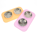 Pet Feeding Set with 2 Removable Bowls (700mL Each)