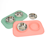 Pet Feeding Set with 2 Removable Bowls (400mL Each)