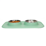 Pet Feeding Set with 2 Removable Bowls (400mL Each)