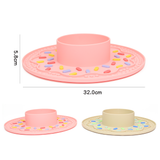 Donut Design Slow Feeder Mat with Bowl