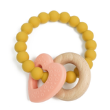 Heart-Wood Teether with Beads Ring