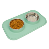 Pet Feeding Set with 2 Removable Bowls (400mL Each)