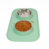 Pet Feeding Set with 2 Removable Bowls (400mL Each)