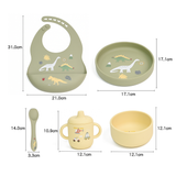 5-in-1 Silicone Baby Feeding Set, Sage