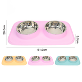 Pet Feeding Set with 2 Removable Bowls (700mL Each)