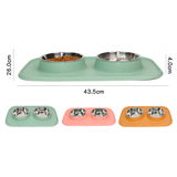 Pet Feeding Set with 2 Removable Bowls (400mL Each)