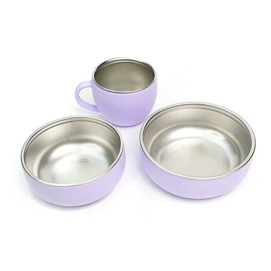 Silicone Baby Dinner Set with Removable Stainless Steel Bowl