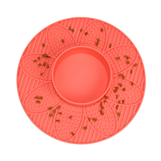 Flower Design Slow Feeder Mat with Bowl