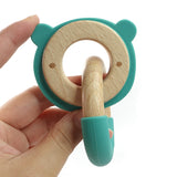 Wooden and Silicone Chewable Ring Teether