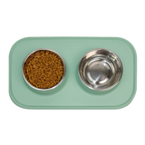 Pet Feeding Set with 2 Removable Bowls (400mL Each)