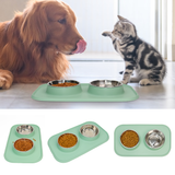 Pet Feeding Set with 2 Removable Bowls (400mL Each)