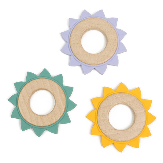 Sunflower Wood Silicone Teether
