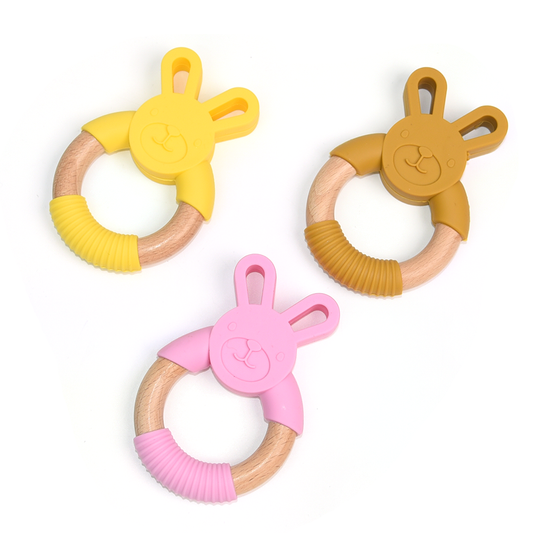 Wood Ring Silicone Rabbit Teether