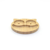 Owl Bamboo Divided Plate with Suction Base