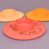 Flower Design Slow Feeder Mat with Bowl