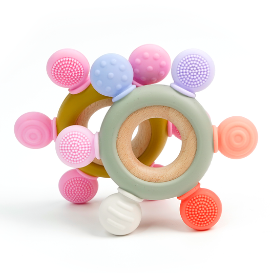 Baby Teether Rattle Wood Ring