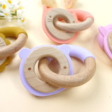 Wooden and Silicone Chewable Ring Teether