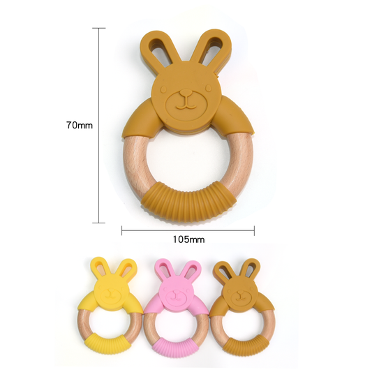 Wood Ring Silicone Rabbit Teether