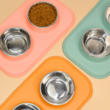 Pet Feeding Set with 2 Removable Bowls (400mL Each)