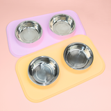 Pet Feeding Set with 2 Removable Bowls (700mL Each)