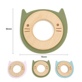 Cat Wood Silicone Teether