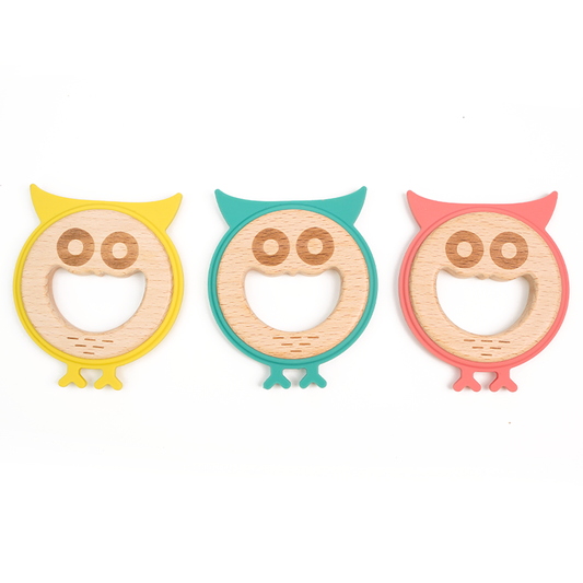 Owl Wood Silicone Teether