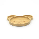 Big Ears Bear Bamboo Divided Plate with Suction Base