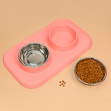 Pet Feeding Set with 2 Removable Bowls (400mL Each)