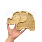 Elephant Bamboo Divided Plate with Suction Base