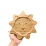 Lion Design Suction Plate in Bamboo