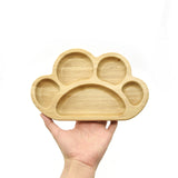 Paw-Shaped Bamboo Suction Divided Plate