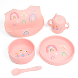 5-in-1 Silicone Baby Feeding Set, Pink