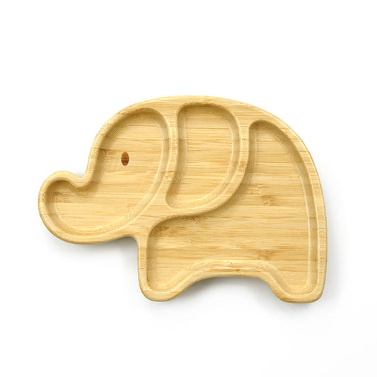 Elephant Bamboo Divided Plate with Suction Base