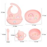 5-in-1 Silicone Baby Feeding Set, Pink