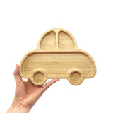 Car-shaped Suction Divided Plate in Bamboo