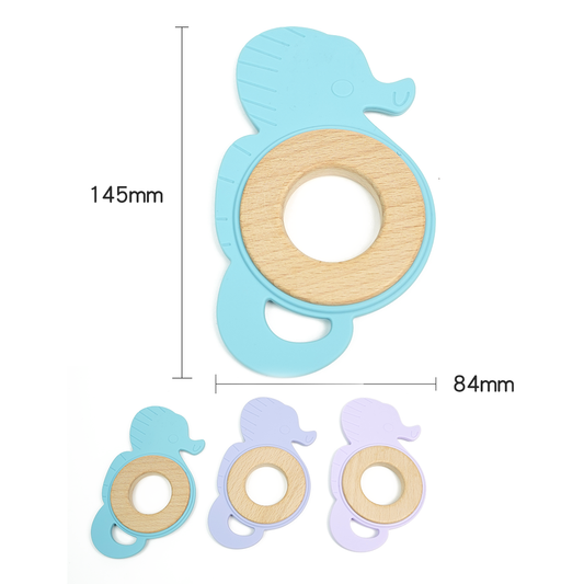 Sea Horse Silicone Wood Teether