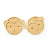 Monkey Bamboo Divided Plate with Suction Base