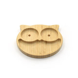 Owl Bamboo Divided Plate with Suction Base