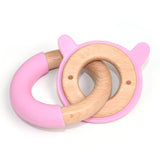 Wooden and Silicone Chewable Ring Teether