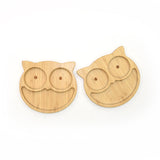 Owl Bamboo Divided Plate with Suction Base